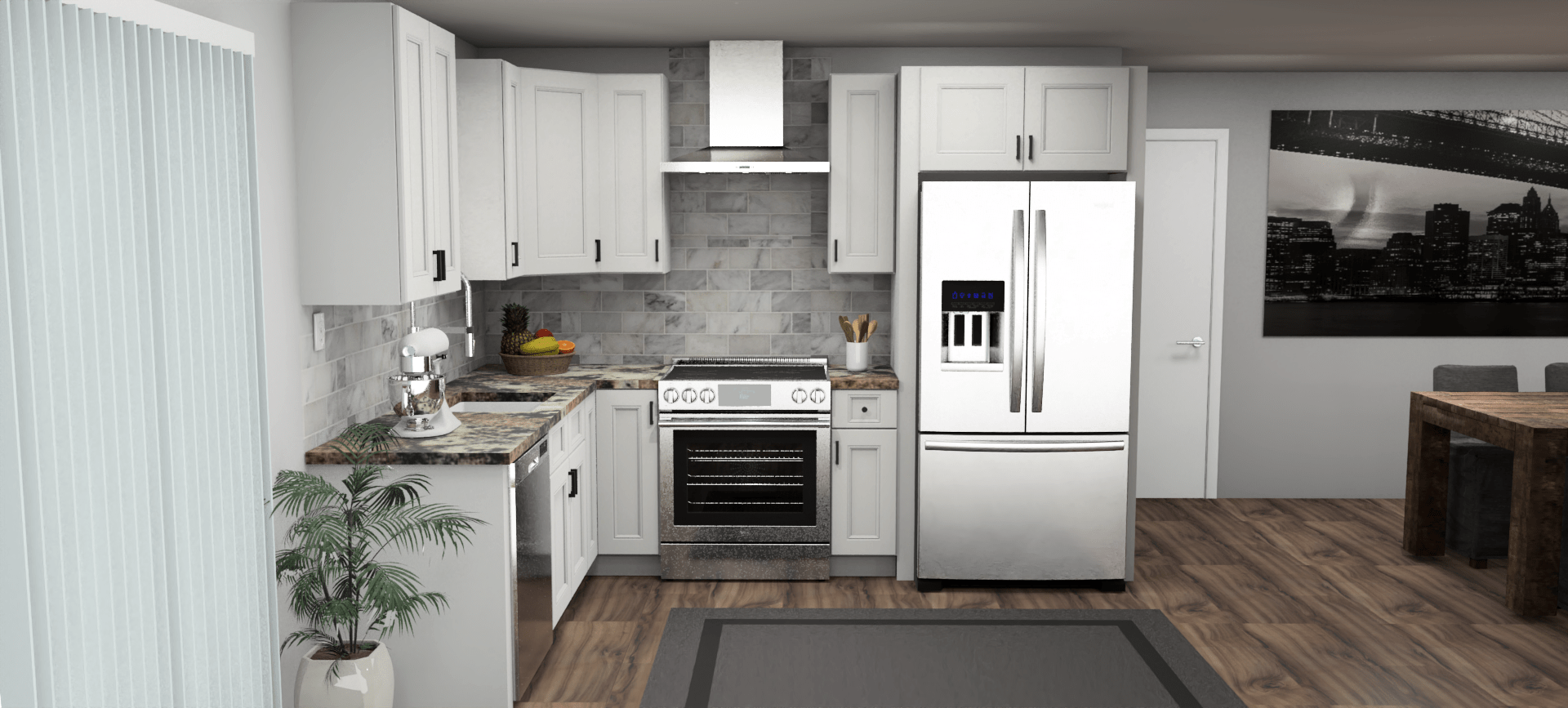 Fabuwood Allure Nexus Frost 8 x 10 L Shaped Kitchen Front Layout Photo