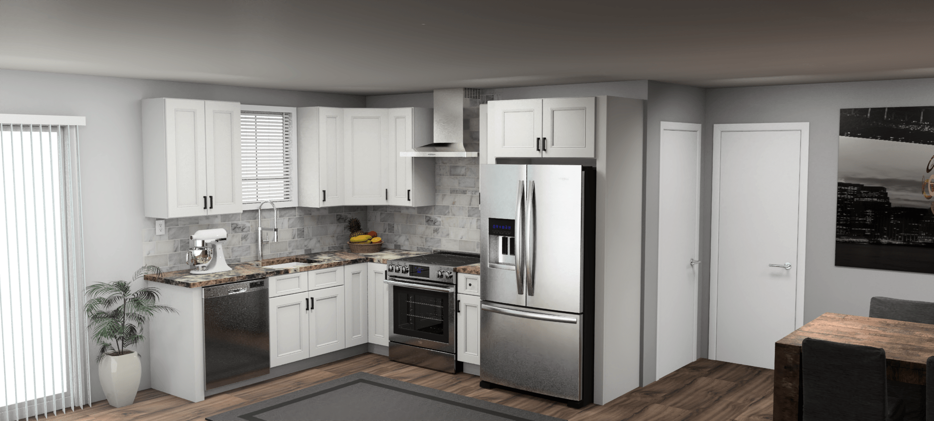 Fabuwood Allure Nexus Frost 8 x 10 L Shaped Kitchen Main Layout Photo