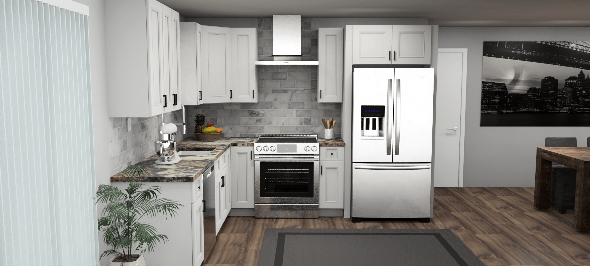Fabuwood Allure Nexus Frost 9 x 10 L Shaped Kitchen Front Layout Photo