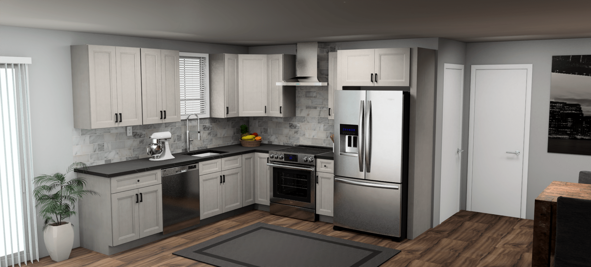 Fabuwood Allure Onyx Horizon 10 x 10 L Shaped Kitchen Main Layout Photo