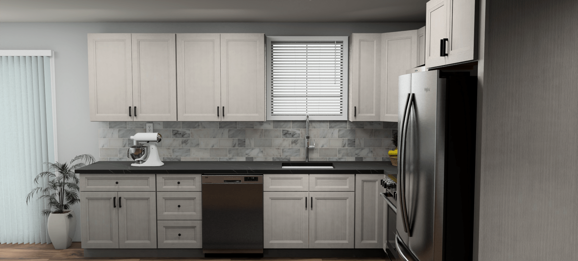 Fabuwood Allure Onyx Horizon 12 x 10 L Shaped Kitchen Side Layout Photo