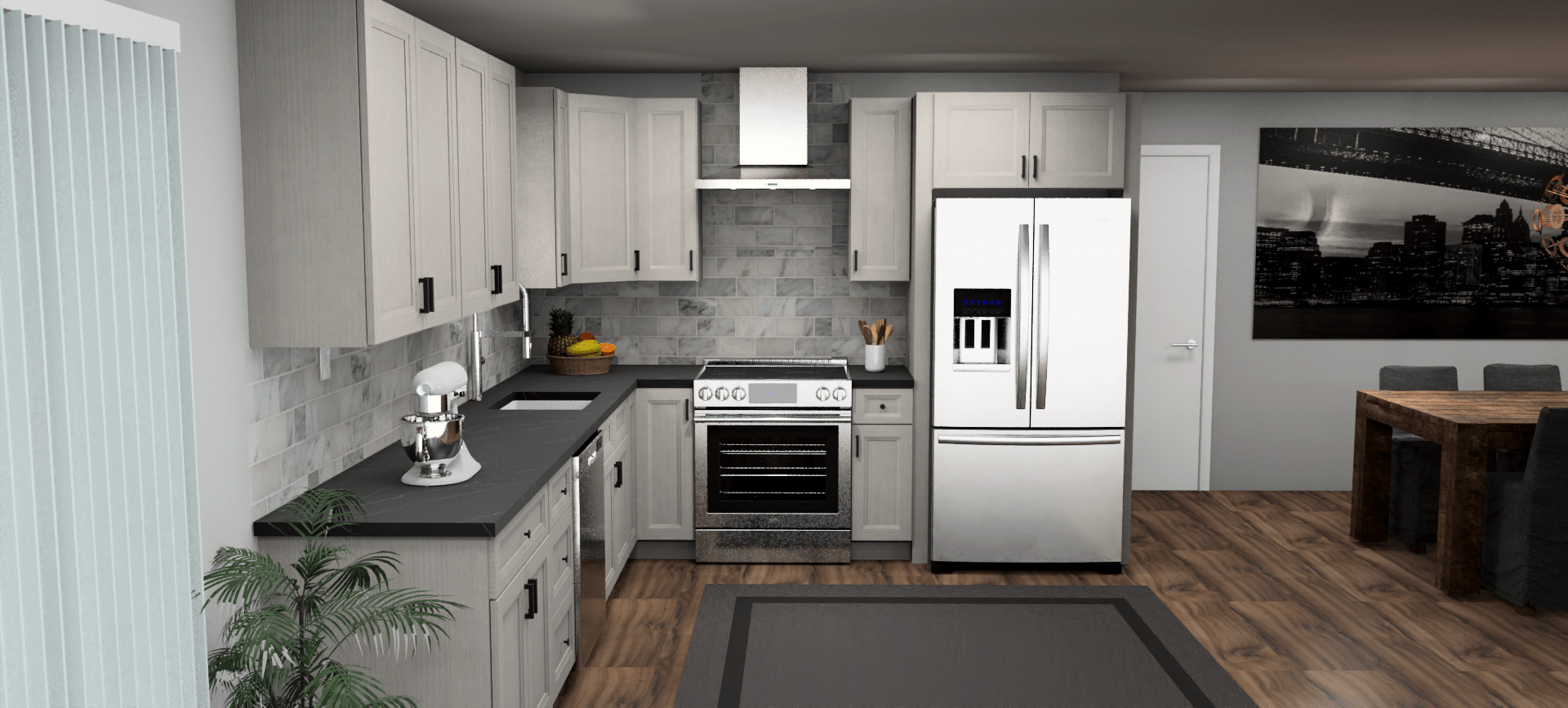 Fabuwood Allure Onyx Horizon 12 x 10 L Shaped Kitchen Front Layout Photo