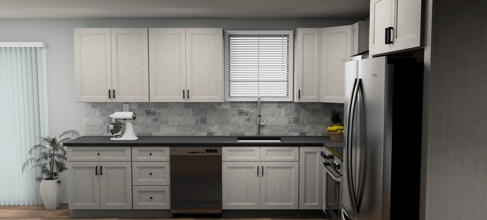 Fabuwood Allure Onyx Horizon 12 x 11 L Shaped Kitchen Side Layout Photo