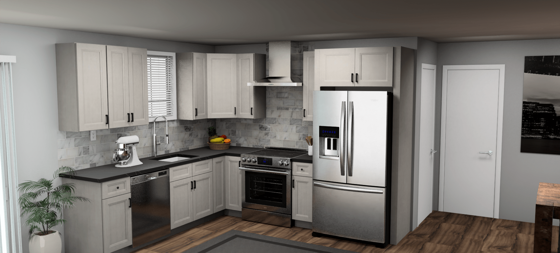 Fabuwood Allure Onyx Horizon 9 x 10 L Shaped Kitchen Main Layout Photo
