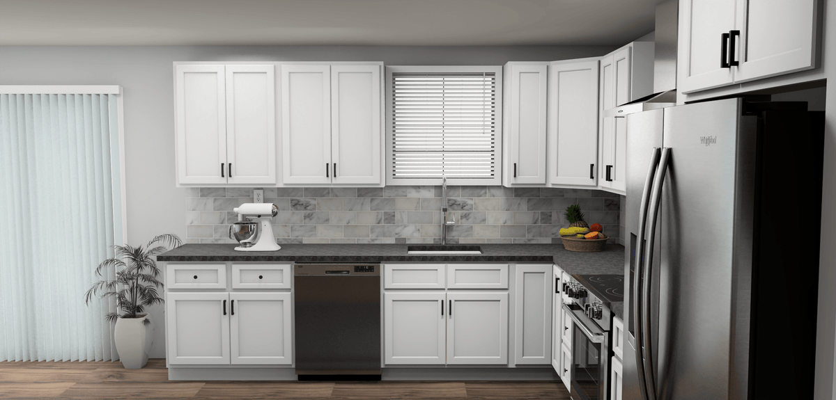 Fabuwood Quest Discovery Frost 11 x 13 L Shaped Kitchen | Cabinets