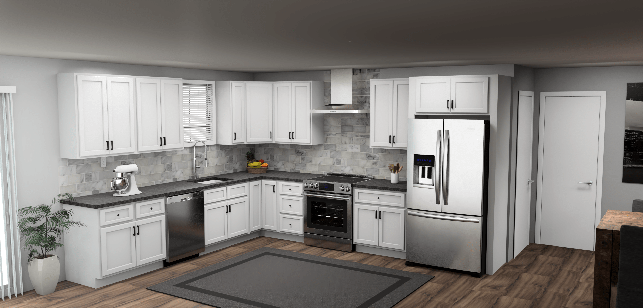 Fabuwood Quest Discovery Frost 11 x 13 L Shaped Kitchen | Cabinets