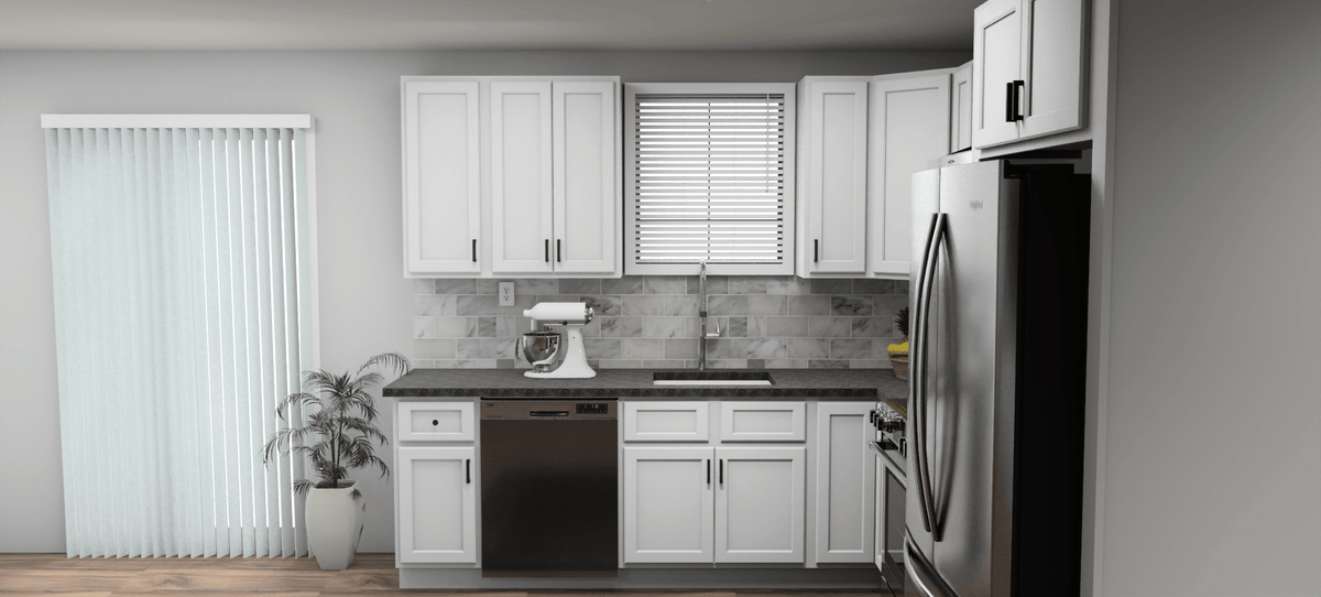Fabuwood Quest Discovery Frost 9 x 10 L Shaped Kitchen | Cabinets