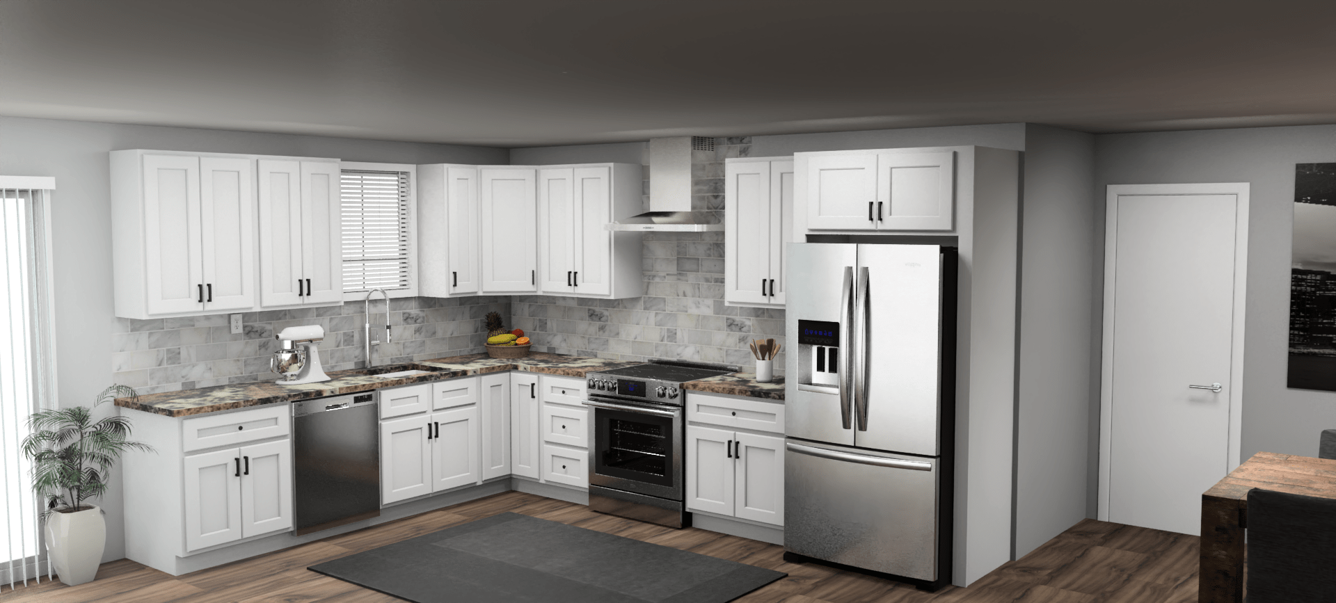 Fabuwood Quest Metro Frost 10 x 13 L Shaped Kitchen Main Layout Photo