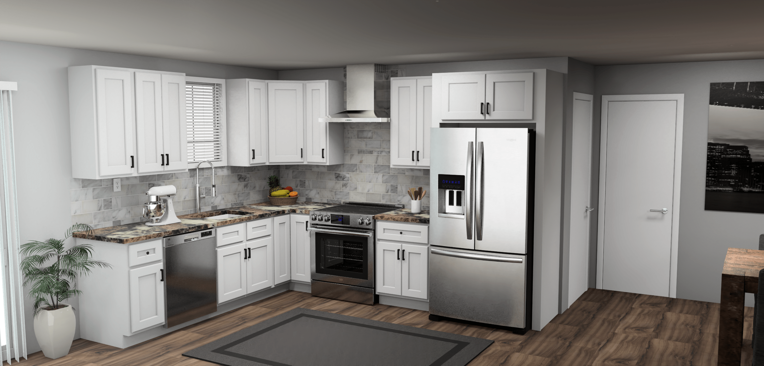 Fabuwood Quest Metro Frost 9 x 11 L Shaped Kitchen Main Layout Photo