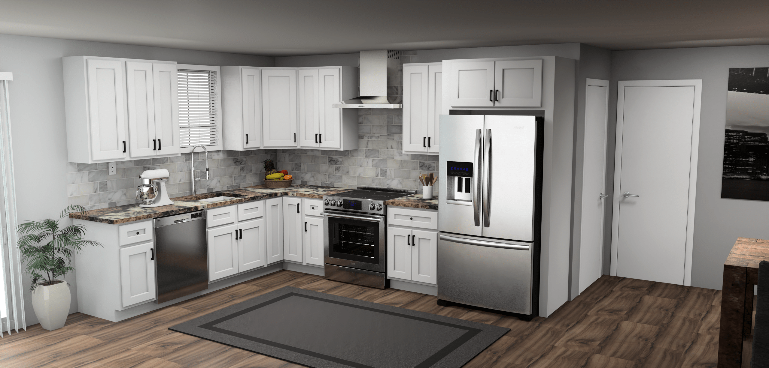 Fabuwood Quest Metro Frost 9 x 12 L Shaped Kitchen Main Layout Photo