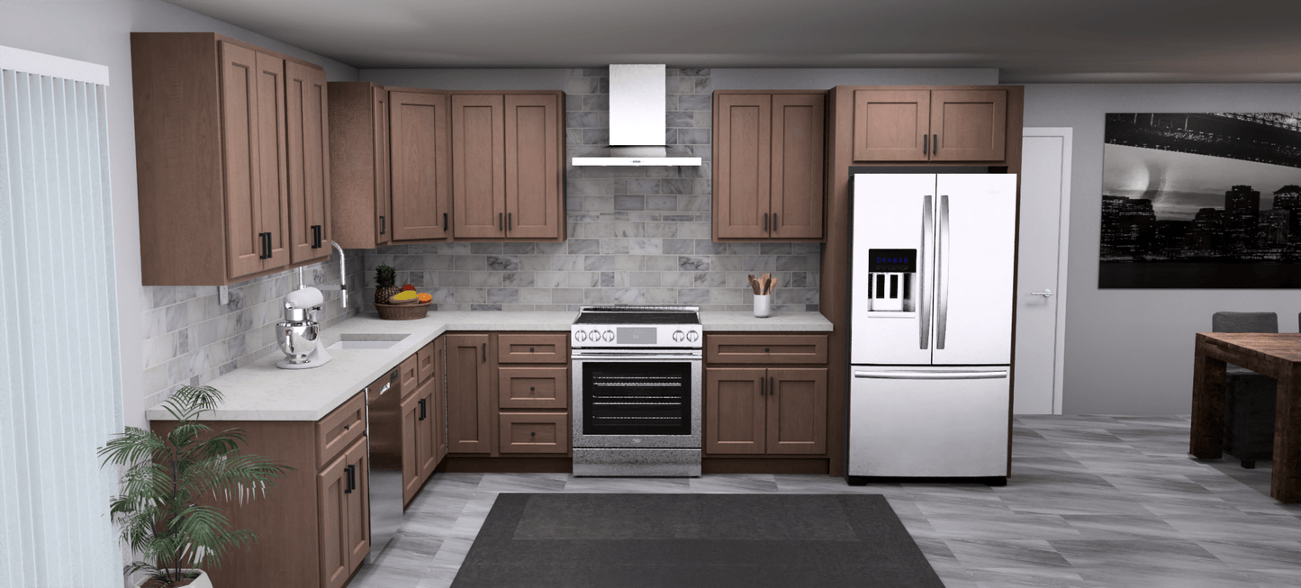 Fabuwood Quest Metro Java 10 x 13 L Shaped Kitchen Front Layout Photo