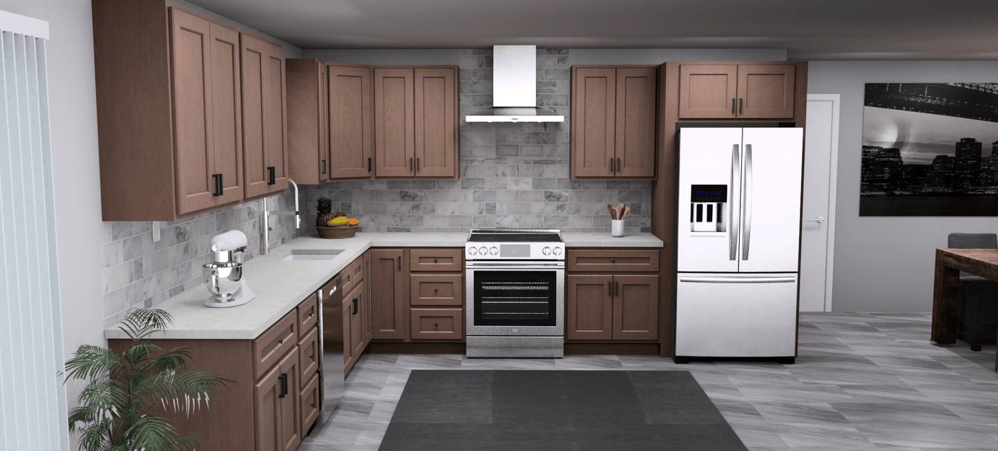 Fabuwood Quest Metro Java 12 x 13 L Shaped Kitchen Front Layout Photo