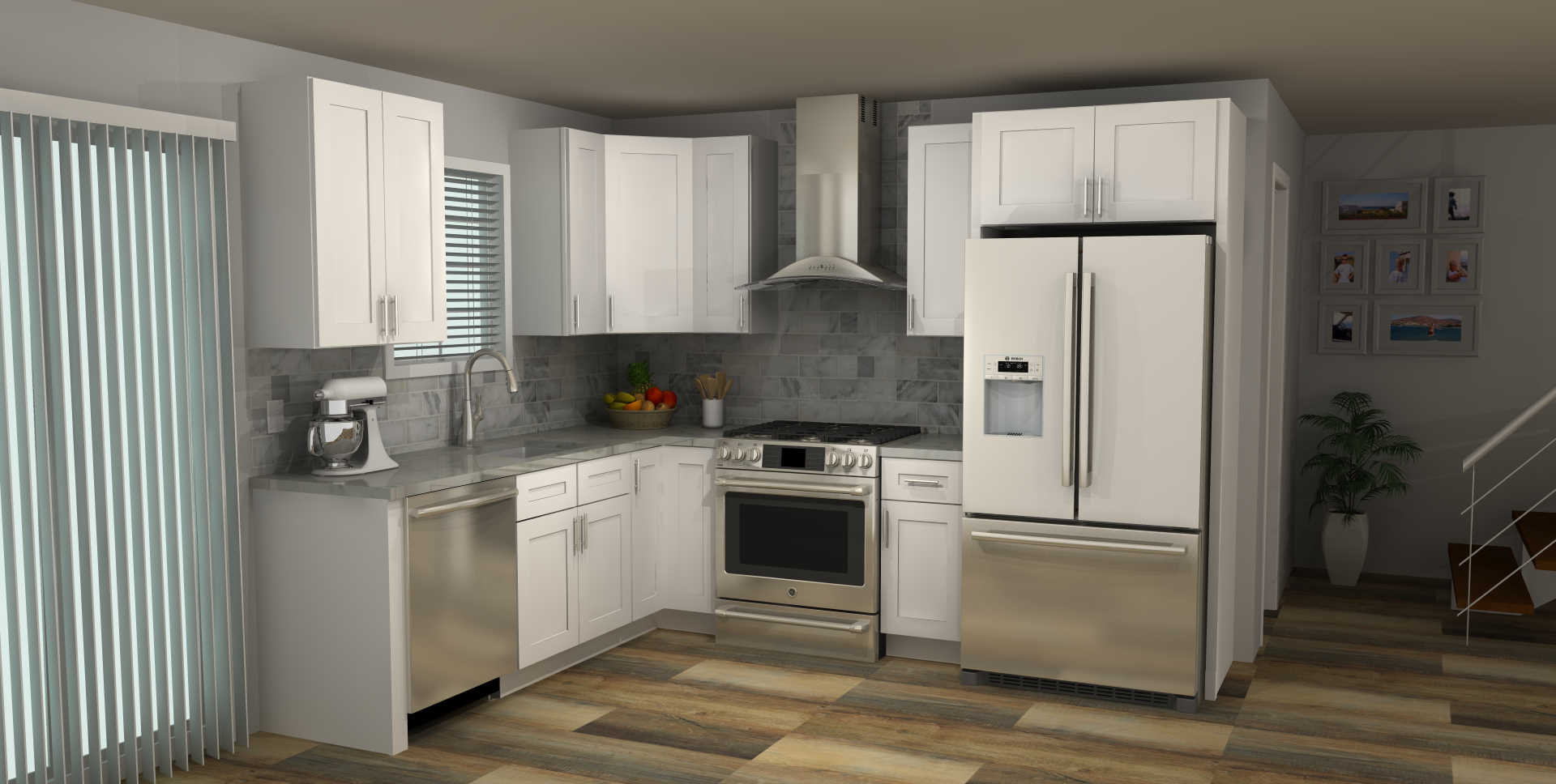 LessCare Alpina White 8 x 10 L Shaped Kitchen Main Layout Photo
