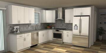 LessCare Alpina White 11 x 11 L Shaped Kitchen Main Layout Photo
