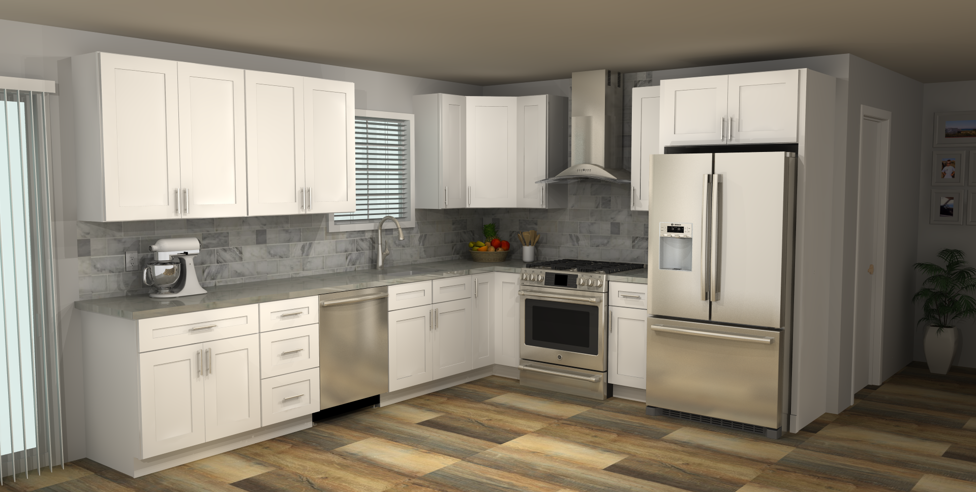 LessCare Alpina White 12 x 10 L Shaped Kitchen Main Layout Photo