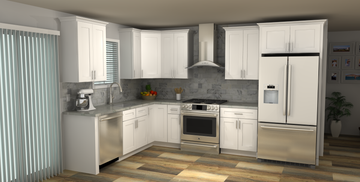 LessCare Alpina White 8 x 12 L Shaped Kitchen Main Layout Photo