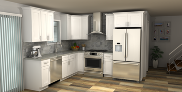 LessCare Alpina White 9 x 10 L Shaped Kitchen Main Layout Photo