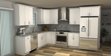 LessCare Alpina White 9 x 12 L Shaped Kitchen Main Layout Photo