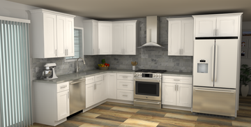 LessCare Alpina White 9 x 13 L Shaped Kitchen Main Layout Photo