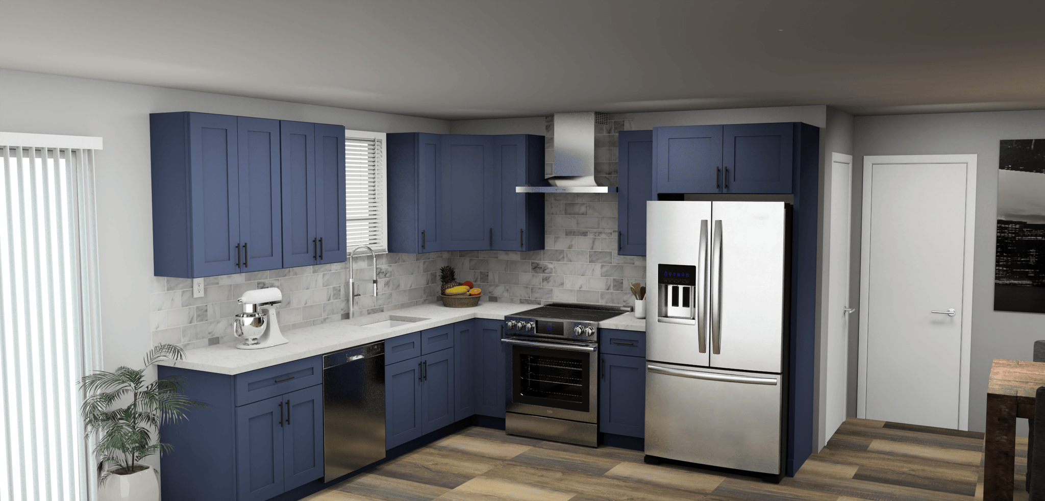 LessCare Danbury Blue 10 x 10 L Shaped Kitchen Main Layout Photo