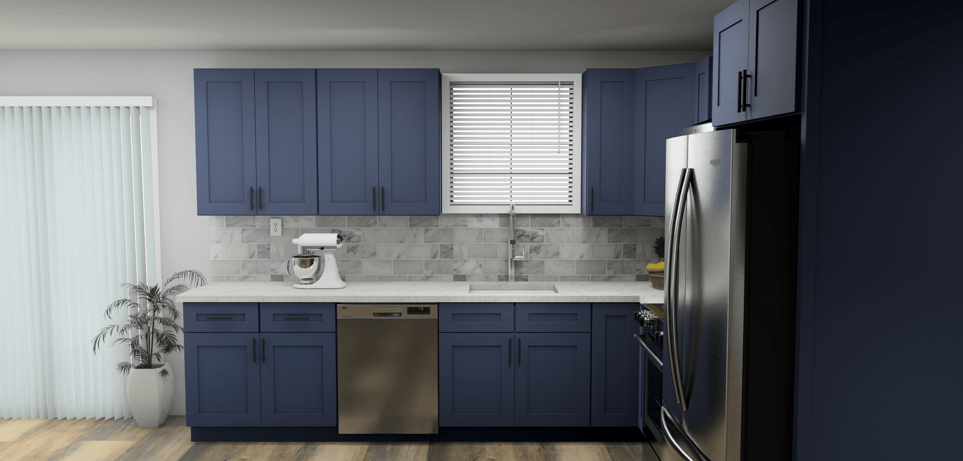 LessCare Danbury Blue 11 x 10 L Shaped Kitchen Side Layout Photo