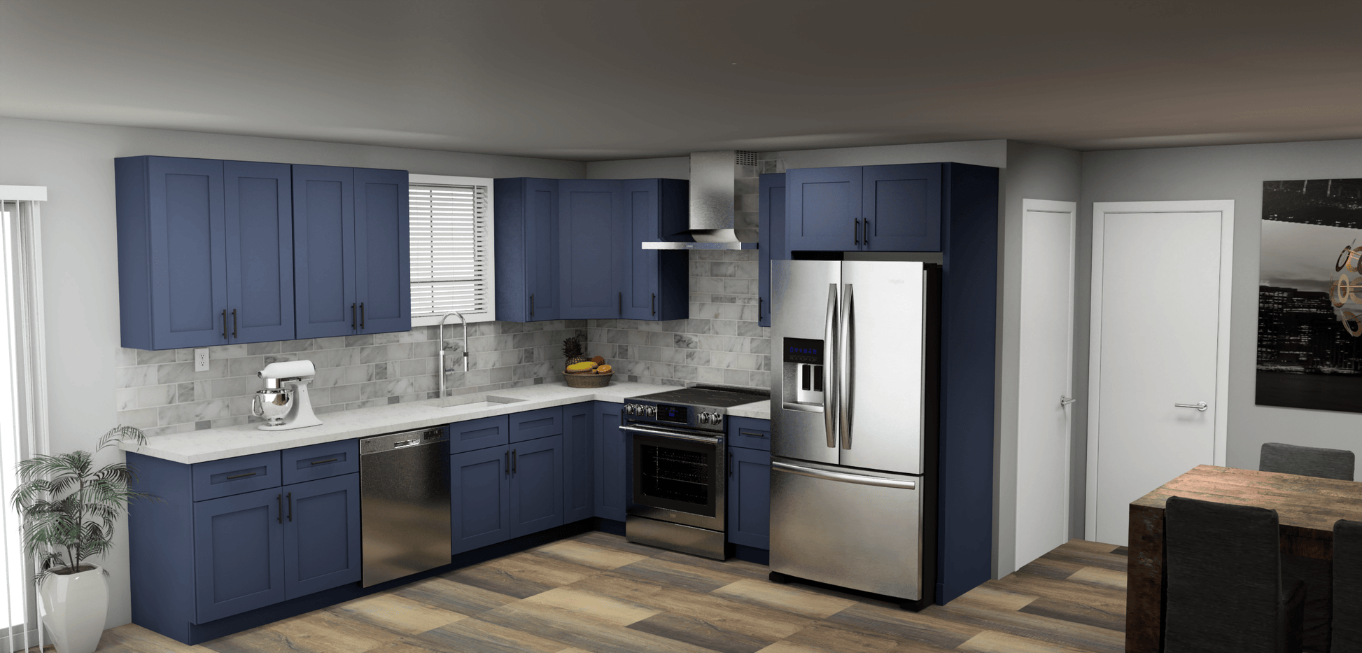 LessCare Danbury Blue 11 x 10 L Shaped Kitchen Main Layout Photo