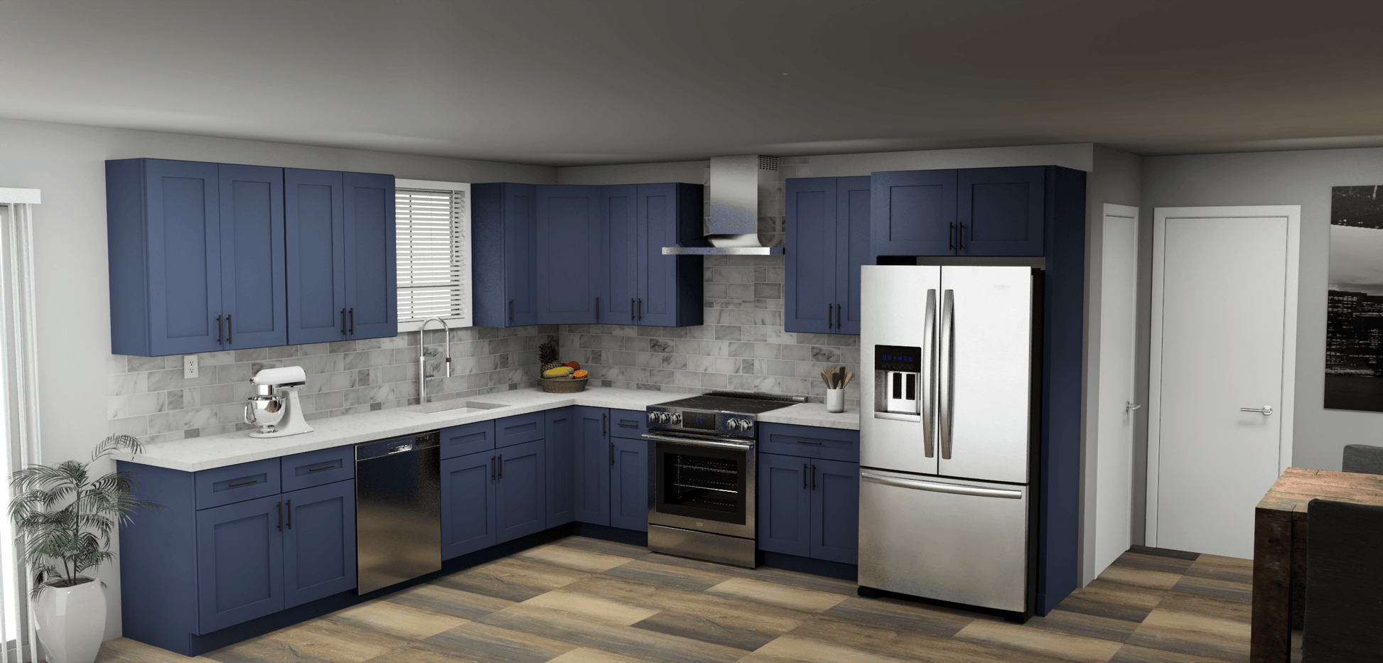 LessCare Danbury Blue 11 x 12 L Shaped Kitchen Main Layout Photo