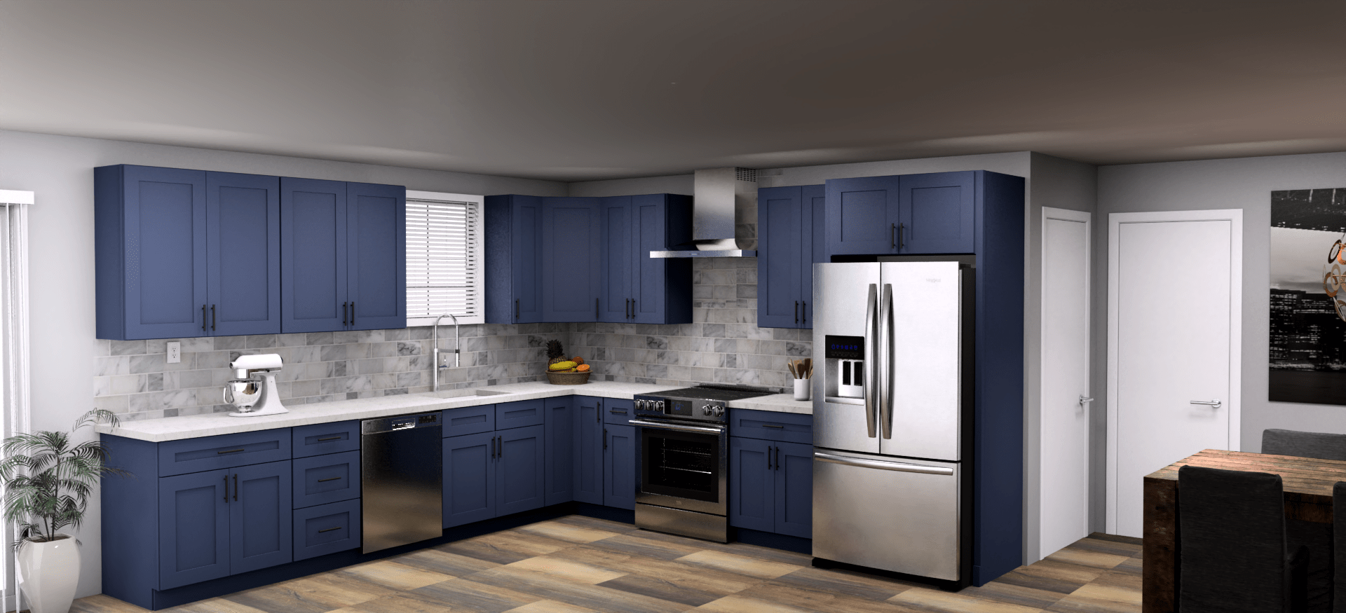 LessCare Danbury Blue 12 x 12 L Shaped Kitchen Main Layout Photo
