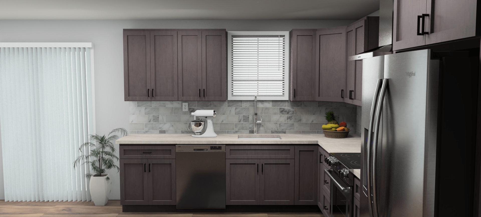 Pioneer The Cinder Grey 10 x 13 L Shaped Kitchen Side Layout Photo