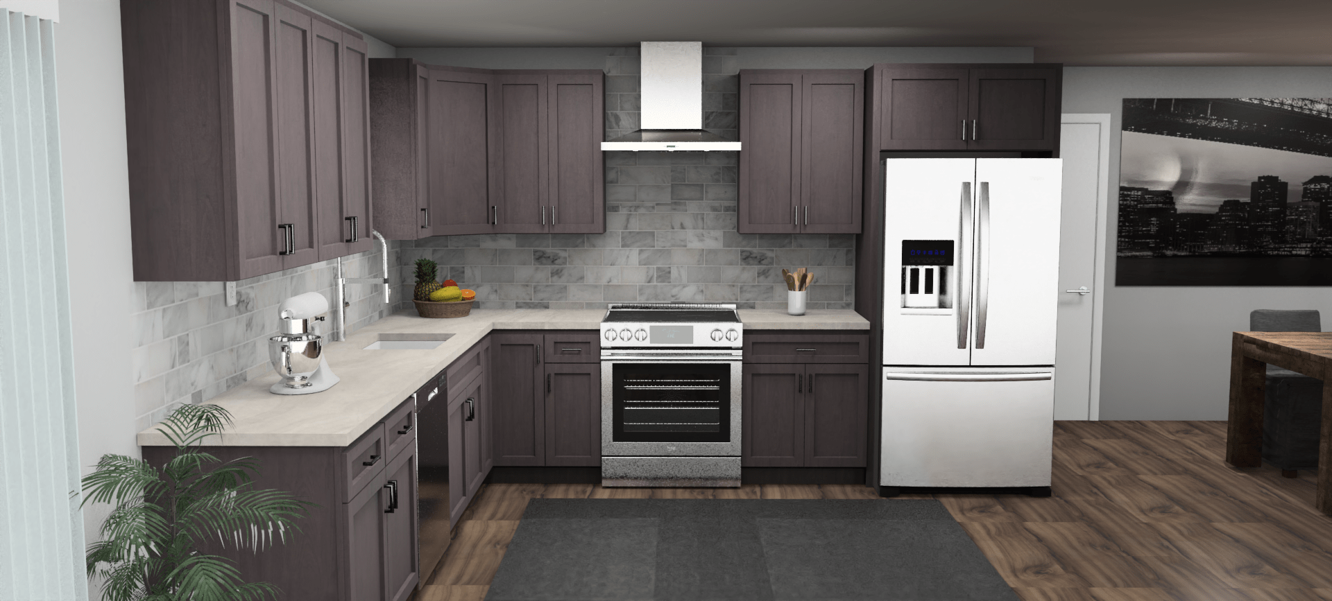 Pioneer The Cinder Grey 11 x 12 L Shaped Kitchen Front Layout Photo