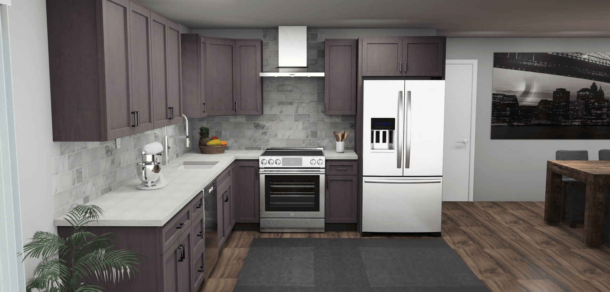 Pioneer The Cinder Grey 12 x 10 L Shaped Kitchen Front Layout Photo