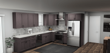 Pioneer The Cinder Grey 12 x 10 L Shaped Kitchen Main Layout Photo