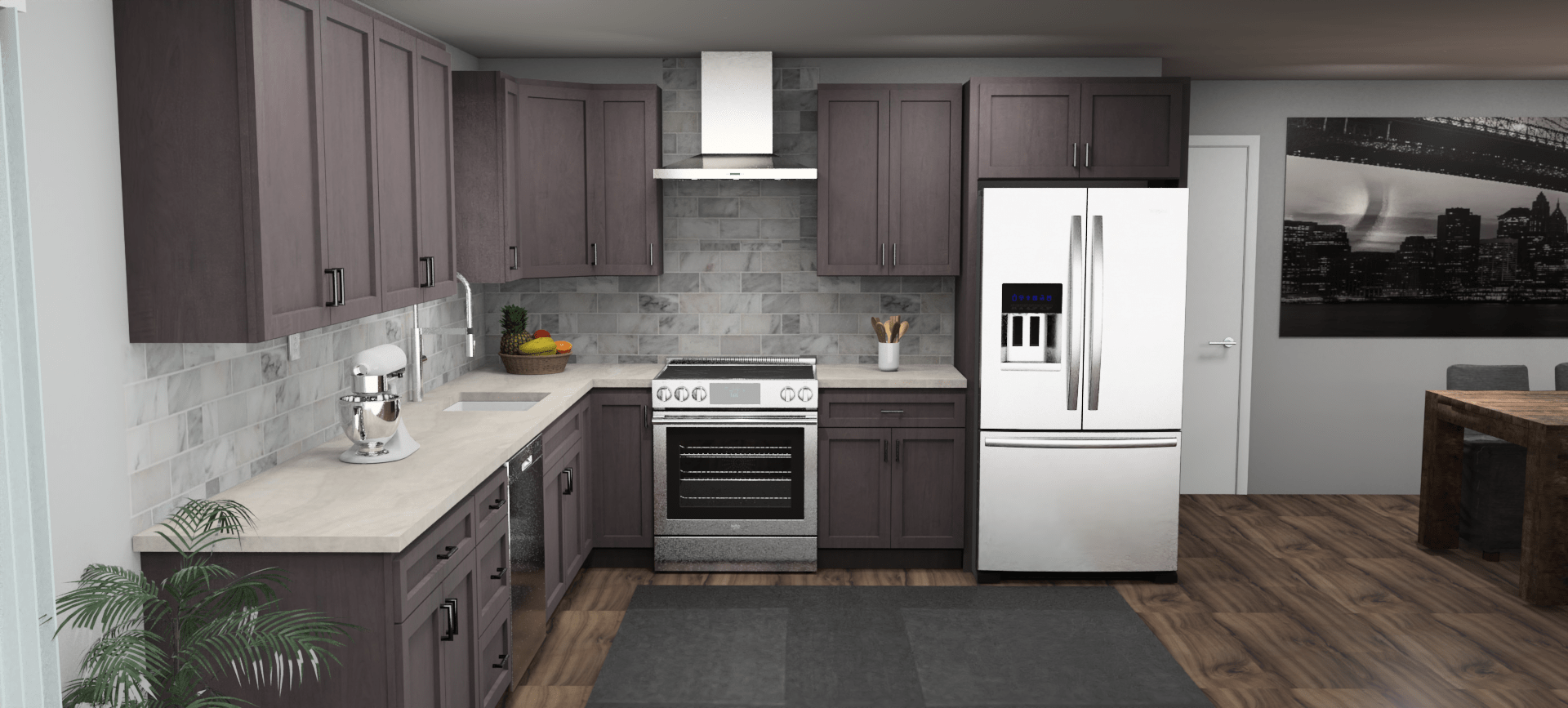 Pioneer The Cinder Grey 12 x 11 L Shaped Kitchen Front Layout Photo