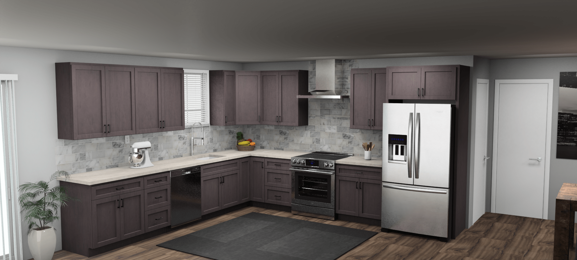 Pioneer The Cinder Grey 12 x 13 L Shaped Kitchen Main Layout Photo