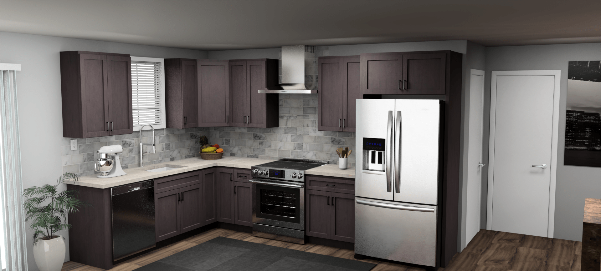 Pioneer The Cinder Grey 8 x 12 L Shaped Kitchen Main Layout Photo