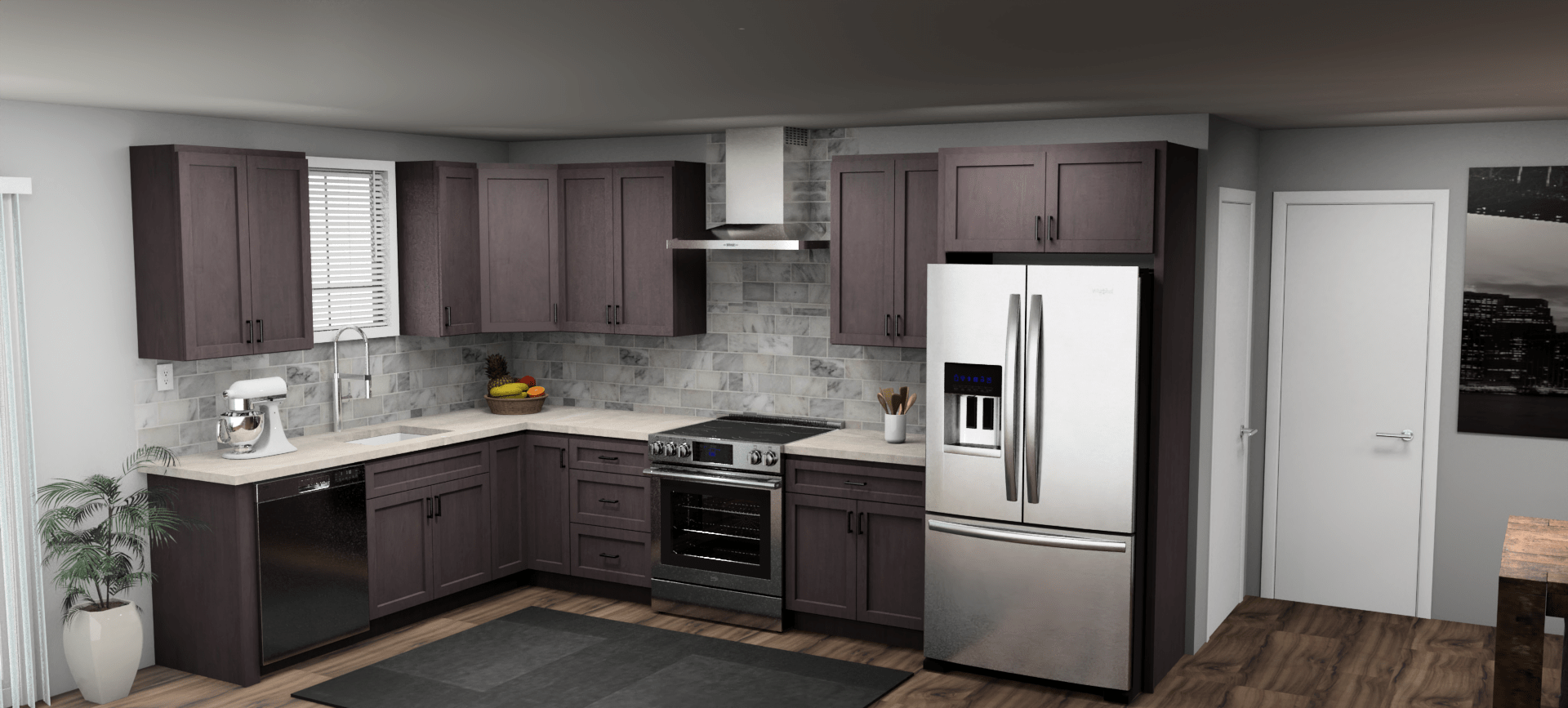 Pioneer The Cinder Grey 8 x 13 L Shaped Kitchen Main Layout Photo