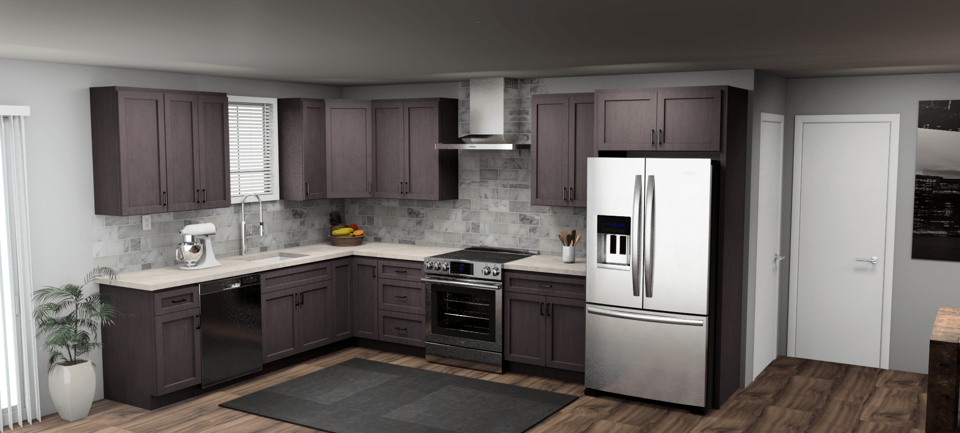 Pioneer The Cinder Grey 9 x 13 L Shaped Kitchen Main Layout Photo