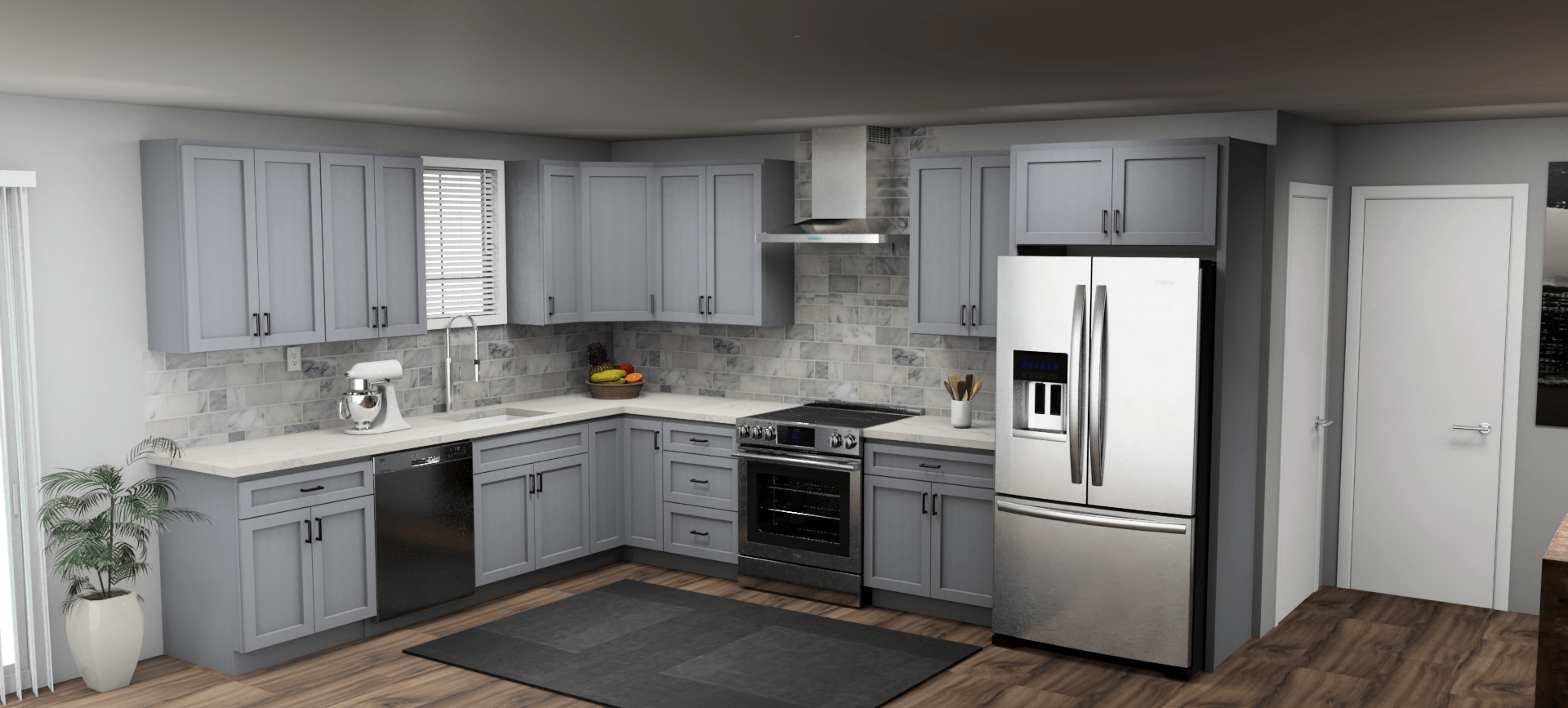 Pioneer The Grey Shaker 10 x 13 L Shaped Kitchen Main Layout Photo