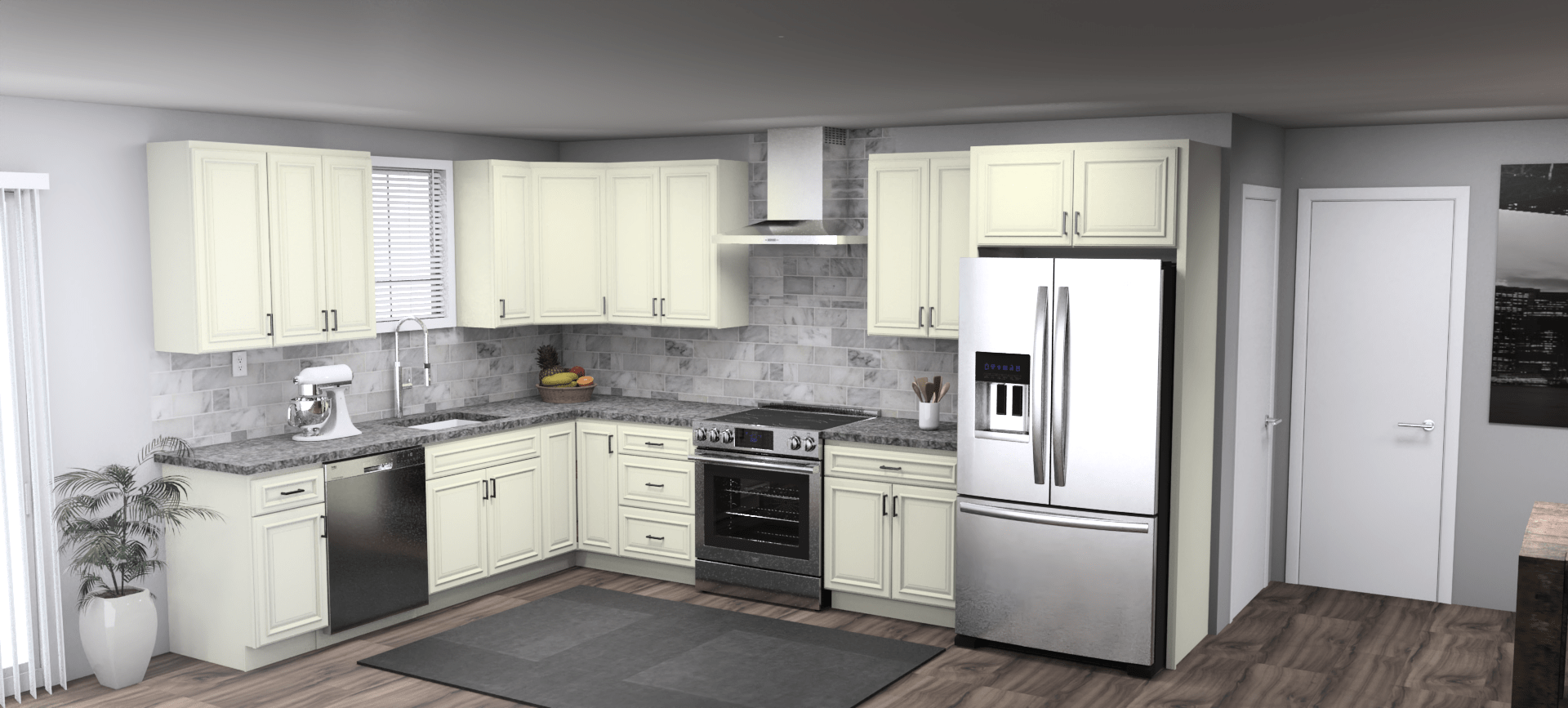 Pioneer The Ivory White 9 x 13 L Shaped Kitchen Main Layout Photo